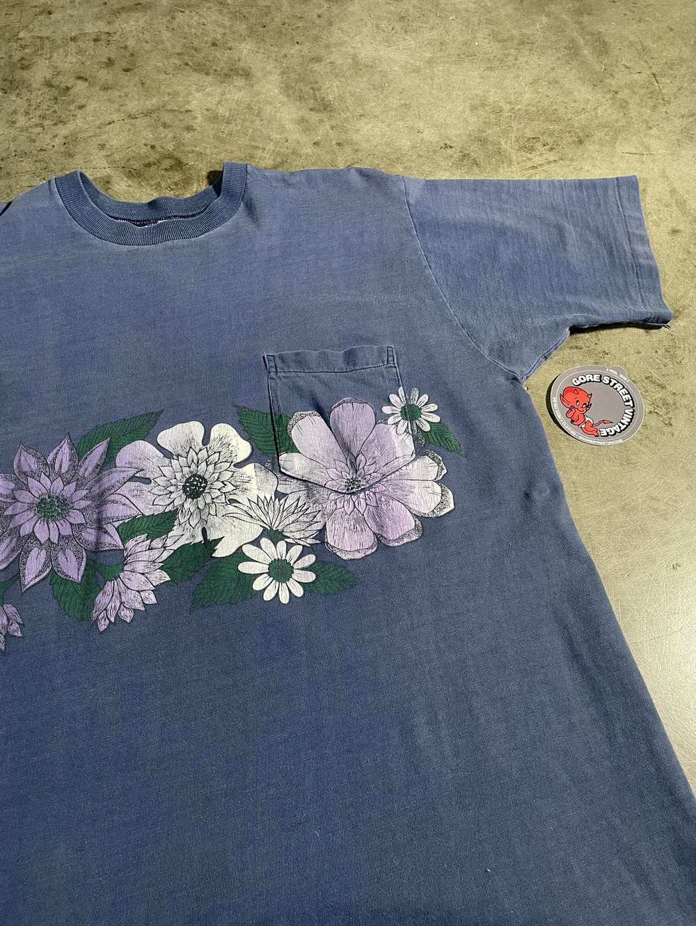 70s Faded Townscraft Hawaiian Over Pocket Print Tee L 21x29